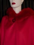 red cashmere hood cape with fox trim3