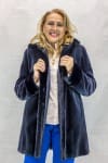 W15 navy blue sheared letout mink 32 parka with matching long hair mink trim2