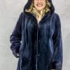 W15 navy blue sheared letout mink 32 parka with matching long hair mink trim3