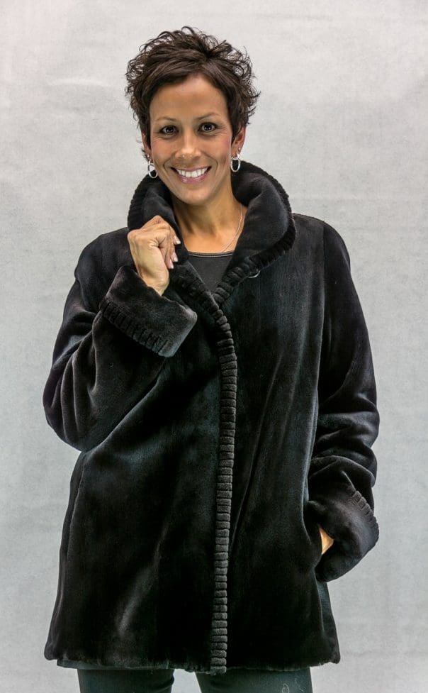 W18 black sheared letout mink 30 jacket with grooving trim detail2 e1480112013842