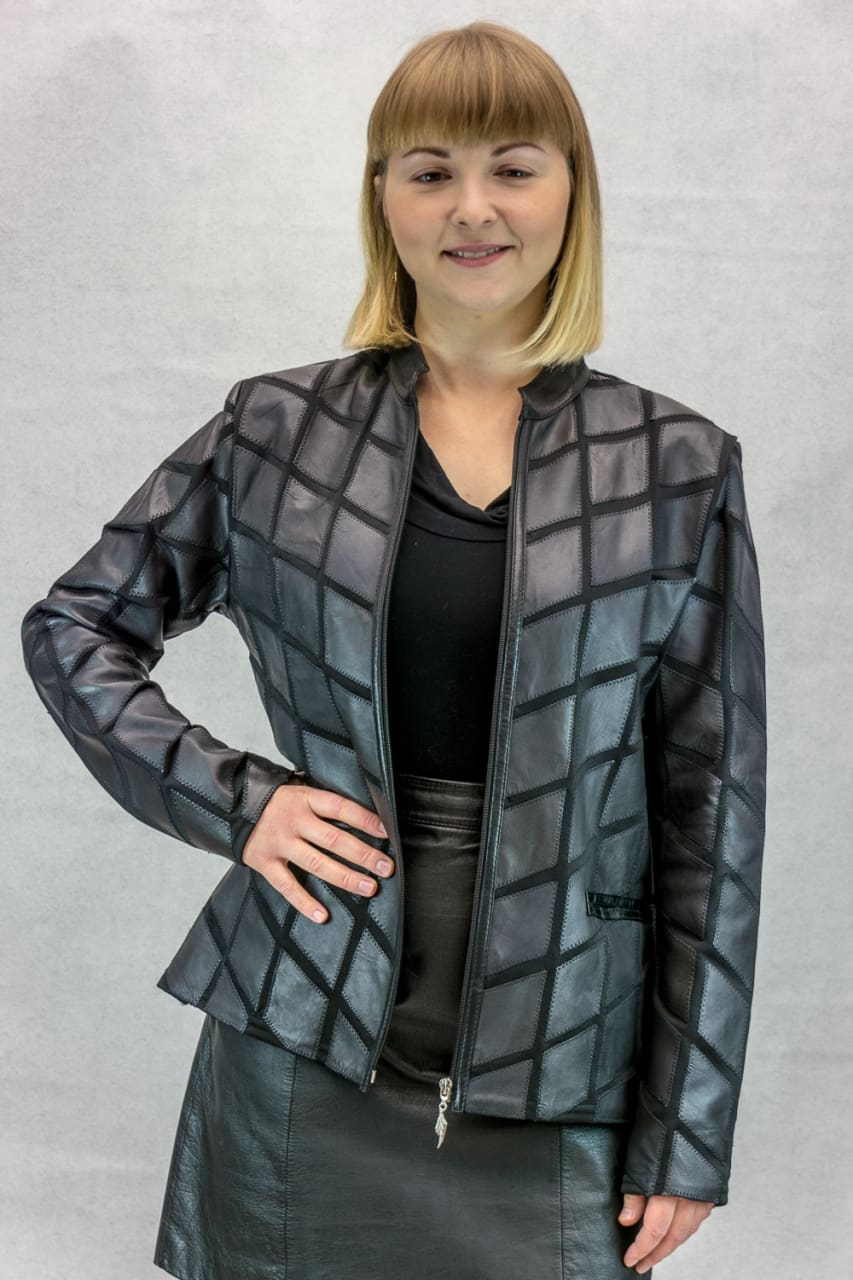 W25 black lamb leather on mesh zip jacket2 1