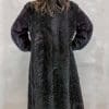 W41 black ranch mink tail chevron design 52 coat with black fox tuxedo trim3