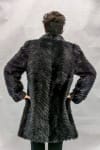 W43 black ranch mink tail cheveron design 34 coat with full mink shawl style collar and trim3