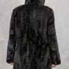 W46 black sheared mink sections 36 coat with horizontal grooved detail reverses to blue brocade taffeta silk5