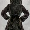 W47 brown sheared mink 32 sections parka with drawstring at wasitline reverses to brown taffeta silk5