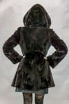 W47 brown sheared mink 32 sections parka with drawstring at wasitline reverses to brown taffeta silk5
