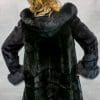W5 black sheared mink 35 parka with black fox trim on hood and cuffs3