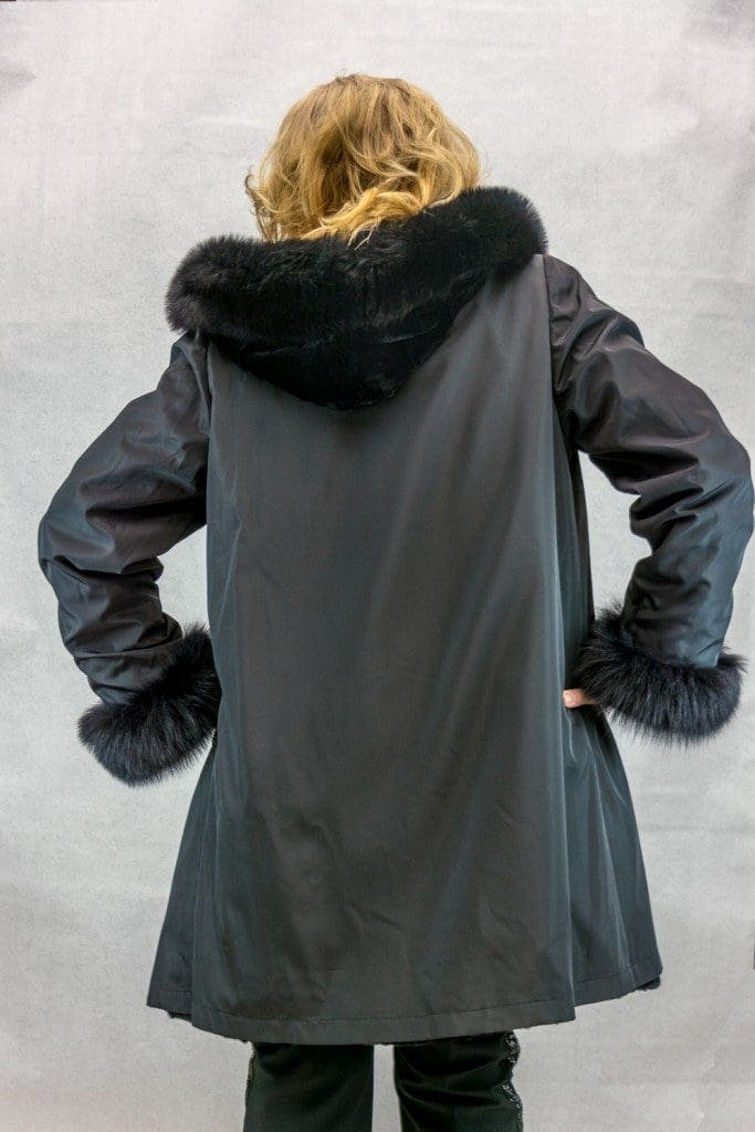 W5 black sheared mink 35 parka with black fox trim on hood and cuffs6 Edit