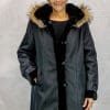 W51 black sheared mink 36 sections with a detachable hood trimmed with finnish raccoon reverses to black taffeta silk4