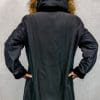 W51 black sheared mink 36 sections with a detachable hood trimmed with finnish raccoon reverses to black taffeta silk5