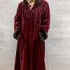 W58 burgundy sheared letout mink 52 coat with natural sable collar and cuffs2