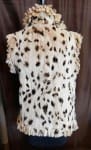 Beige Spotted Sheared Rex 25” Rabbit Vest with Fringe5