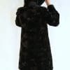Black Sheared Oval Mink 36 Sections Coat with Detachable Mink Hood Reverses to Plaid Taffeta Silk3