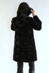 Black Sheared Oval Mink 36 Sections Coat with Detachable Mink Hood Reverses to Plaid Taffeta Silk3