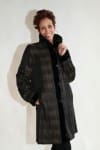 Black Sheared Oval Mink 36 Sections Coat with Detachable Mink Hood Reverses to Plaid Taffeta Silk4