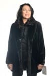 Black dyed 32 Sheared Mink Jacket with Black Mink Trim reverses to Black Taffeta Rain Silk1