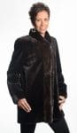 Brown 32 sheared mink jacket with natural brown mink trim reverses to taffeta silk1 e1488840054821