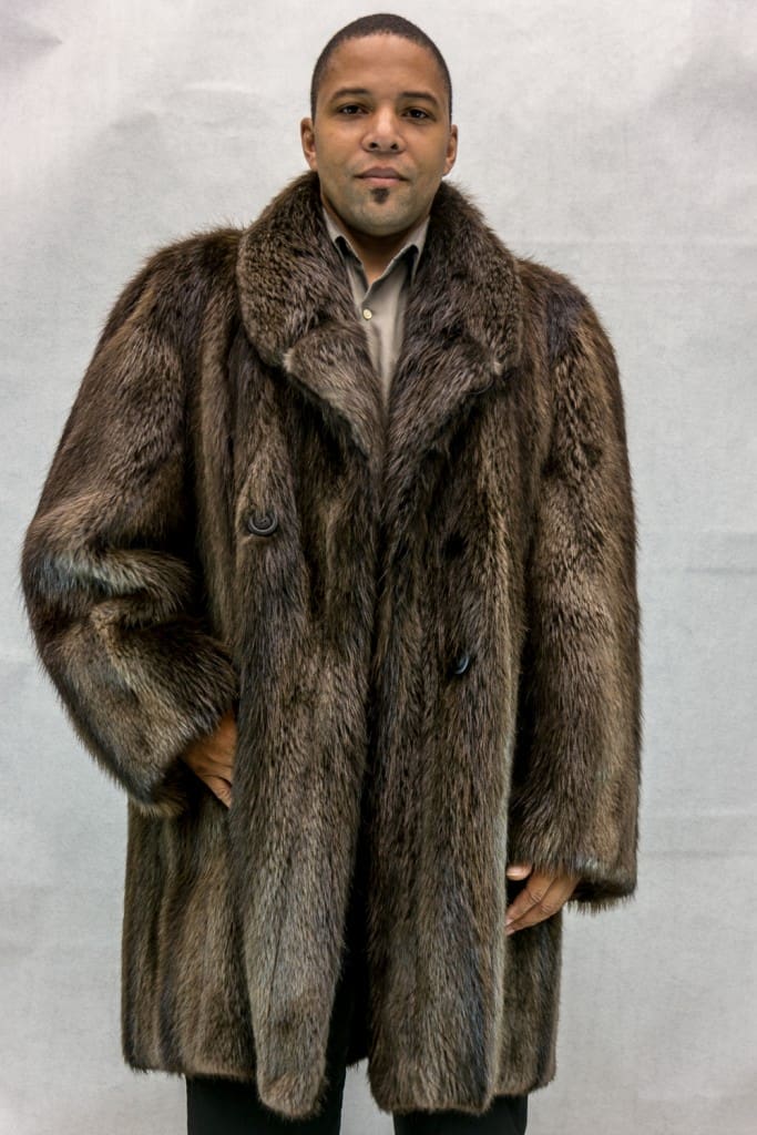 Long Hair Man S 40 Beaver Coat, Fur Coat Brown Long Hair