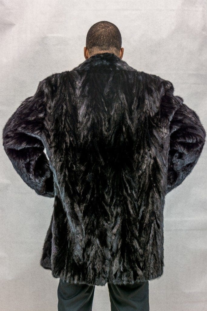 M23 black ranch mink sections 38 car coat with notch collar3