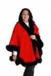 Red Cashmere 34 Cape with Black dyed Fox Trim1 1