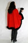 Red Cashmere 34 Cape with Black dyed Fox Trim2
