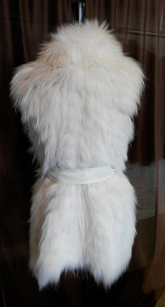 Snow White Dyed Fox 30” Vest with Leather Belt5