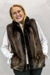 W92 Natural Chestnut Long Hair 26 Beaver Zip Vest with Brown Sheared Beaver2