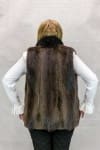 W92 Natural Chestnut Long Hair 26 Beaver Zip Vest with Brown Sheared Beaver3