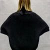 W99 Black Wool Knit Sweater 24 Cape Jacket with Black Fox Collar3