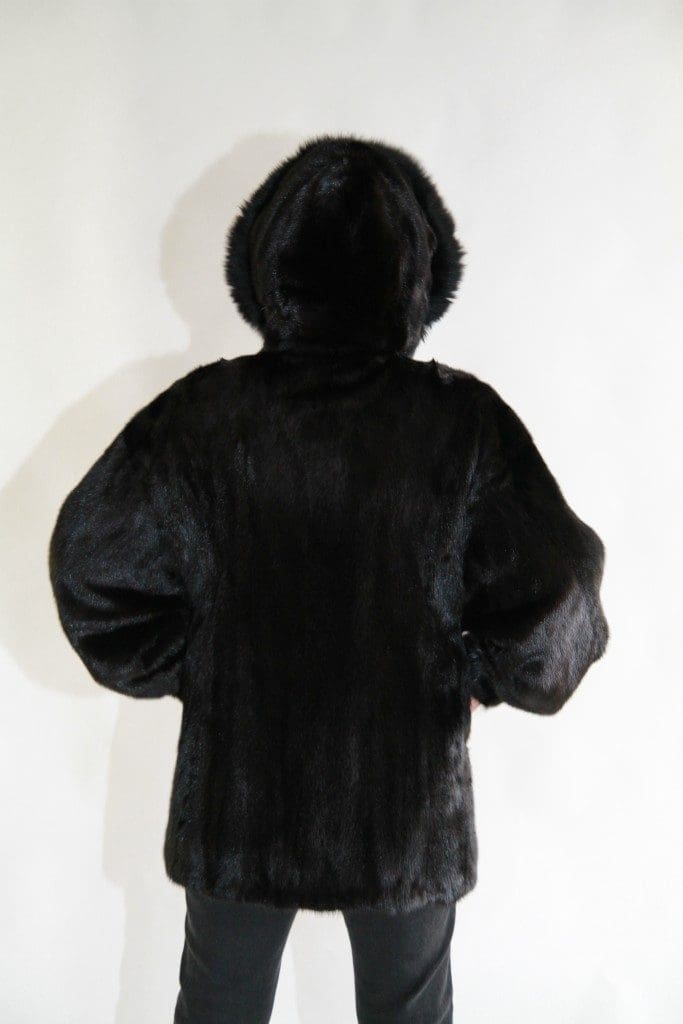 black 30 ranch letout female mink zip jacket with detachable hood3