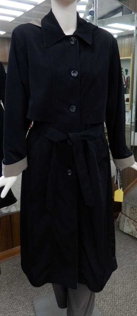 Misty Harbor Full Length Black Trench with Detachable Hood - A.J. Ugent  Furs %