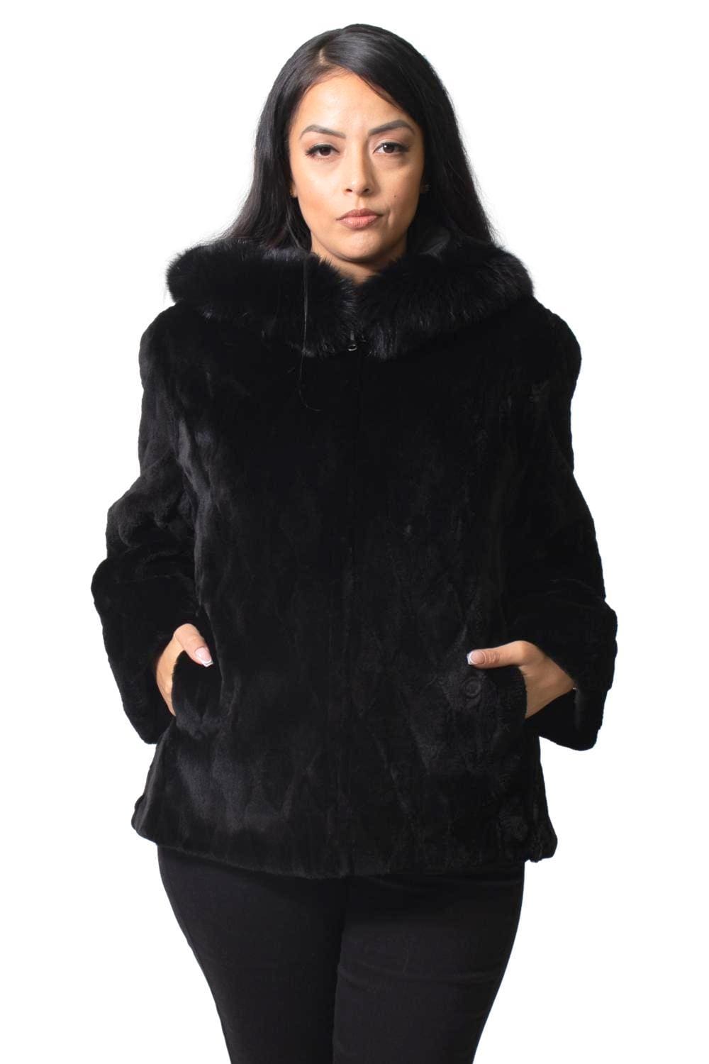 Black dyed Sheared Mink Sections Diamond Cut 26