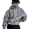 W95 3 Gray Mink Fur Sections Jacket with Fox Collar