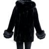 W40 3 Mink Fur Sections Coat with Fox