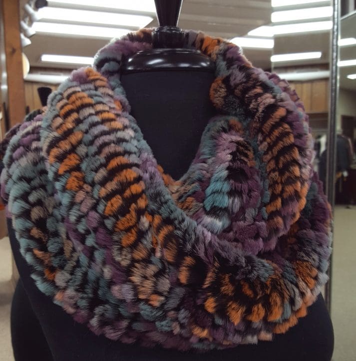 Multicolor Knitted Rex Rabbit Infinity Scarf