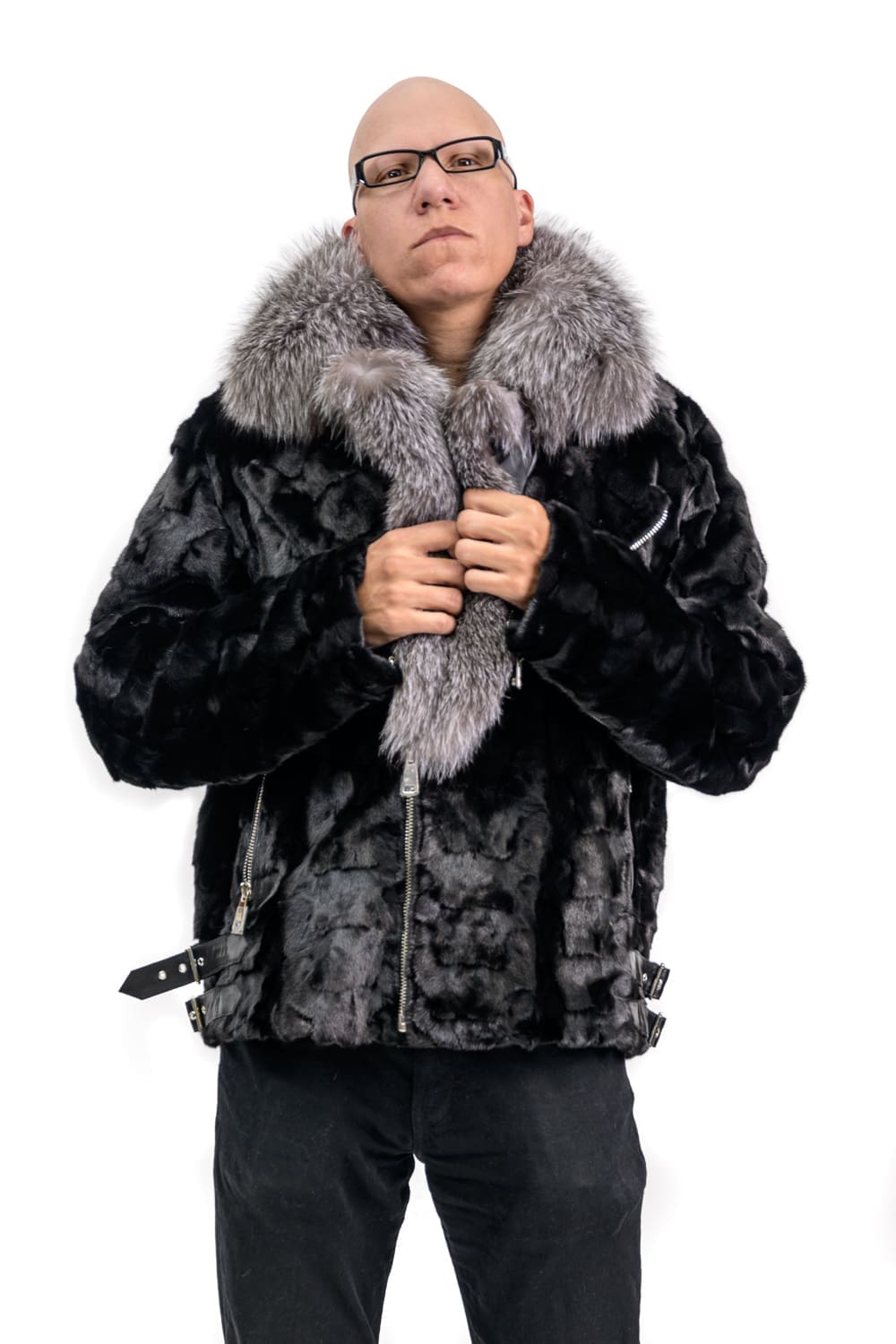 M28 6 Mink Moto Jacket with Silver Fox