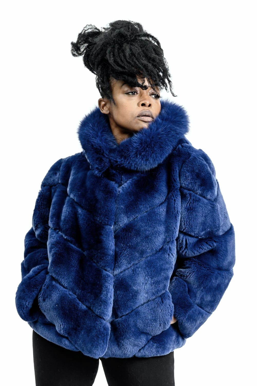 W48 2 Peri Luxe Rex Rabbit Fur Jacket with Fox(1)