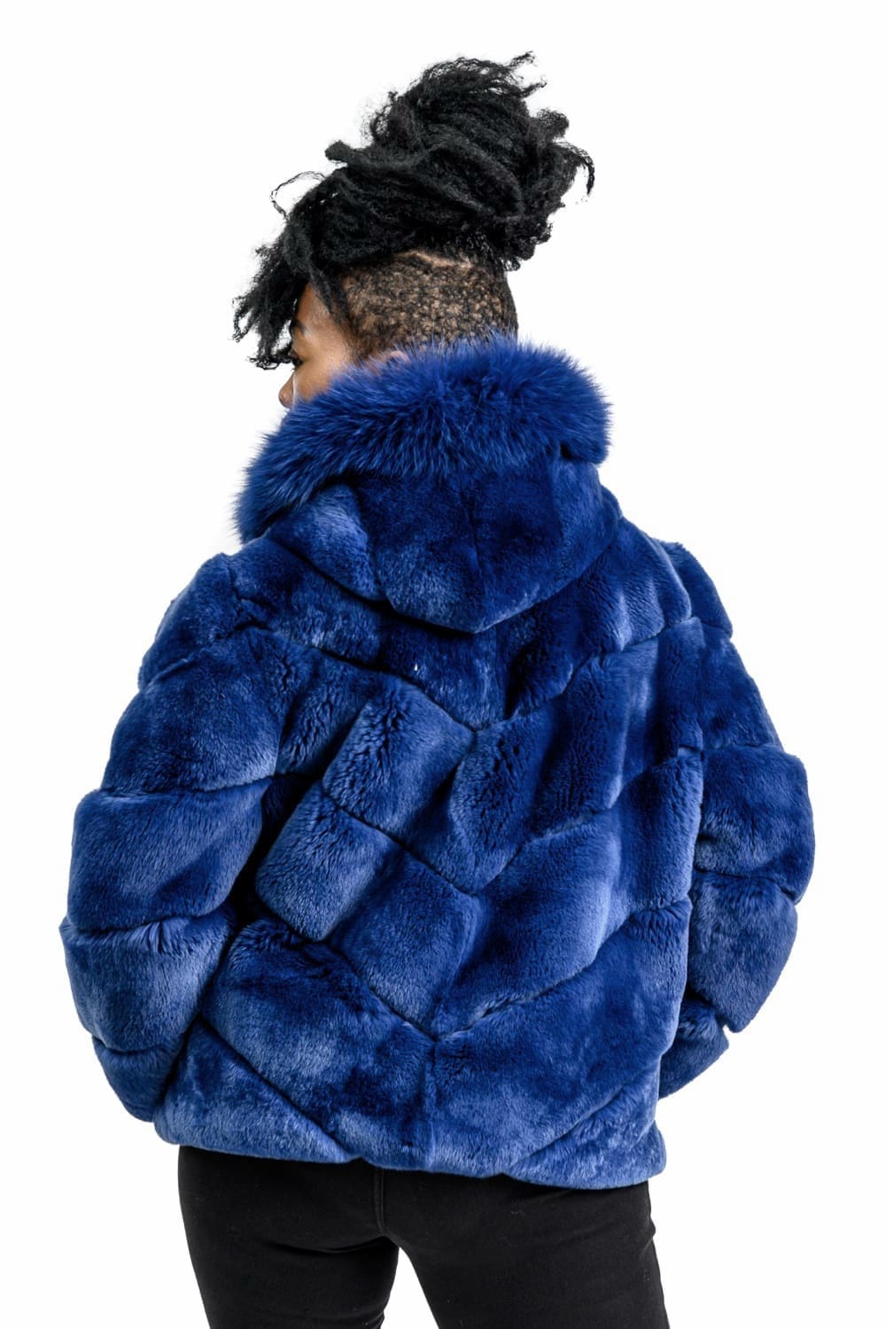 W48 3 Peri Luxe Rex Rabbit Fur Jacket with Fox