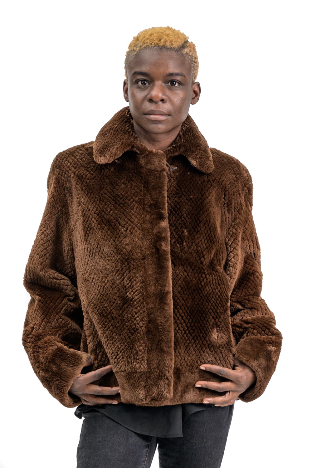 W31 2 Cognac Sheared Beaver Fur Jacket