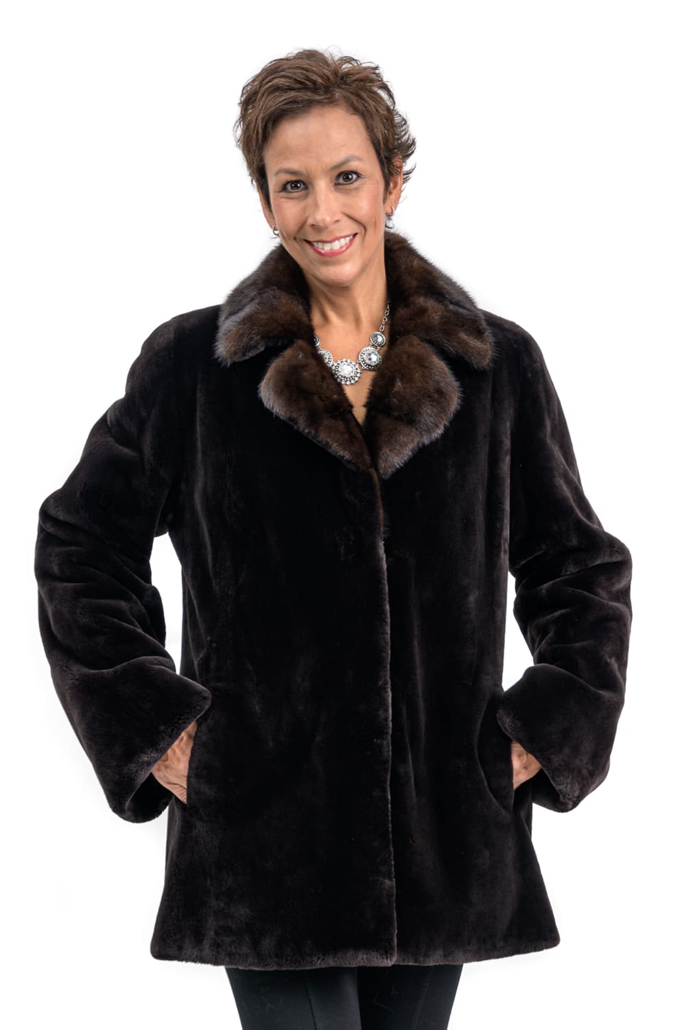 W32 2 Sheared Beaver Jacket with Mink Fur