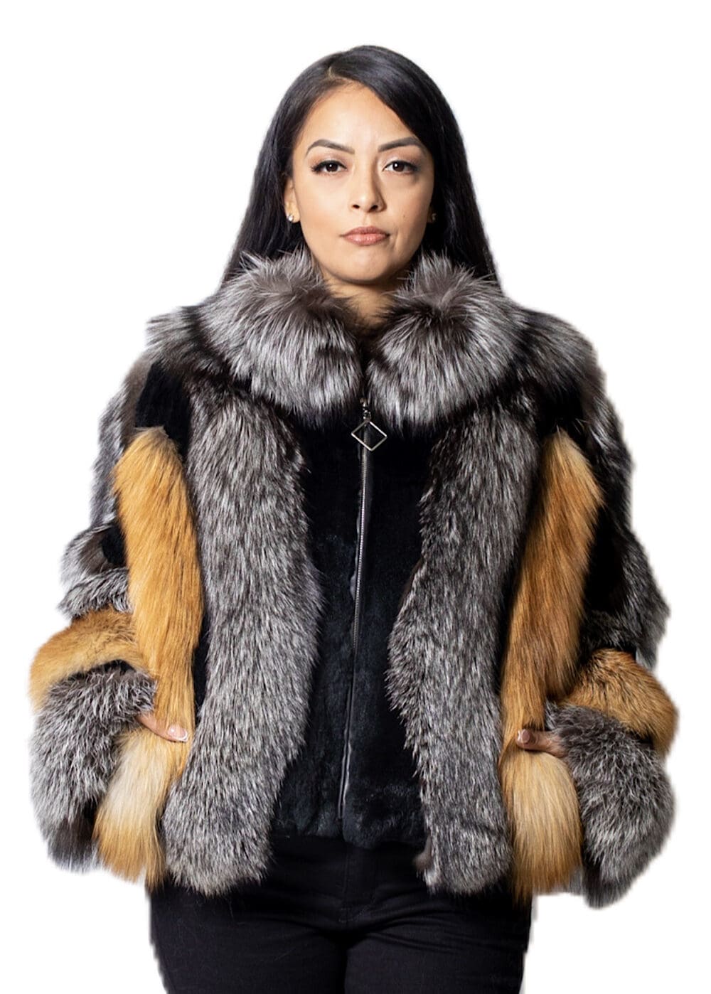 33 2 Red and Silver Fox Fur Jacket Ugent Furs
