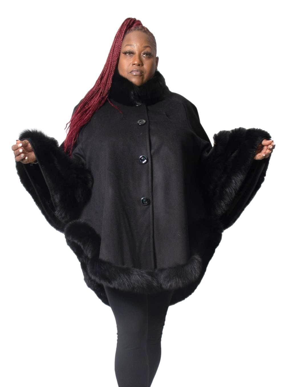 47 2 Cashmere Blend Cape with Fox Fur
