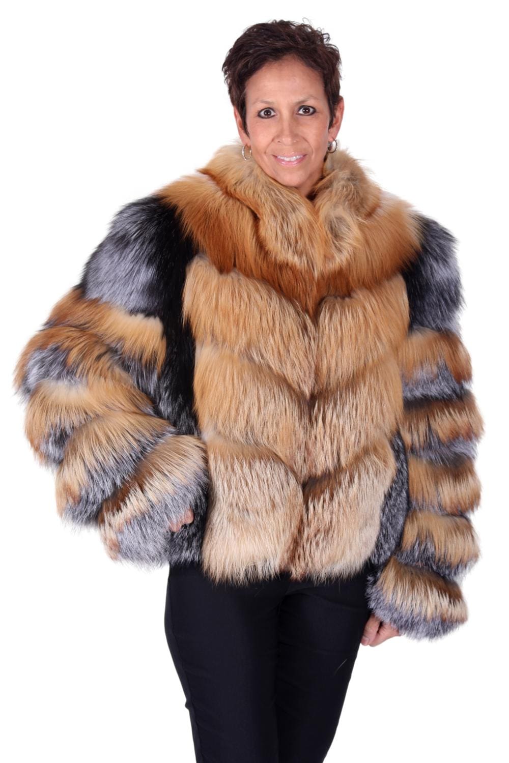 9 2 silver and red fox fur jacket Ugent Furs
