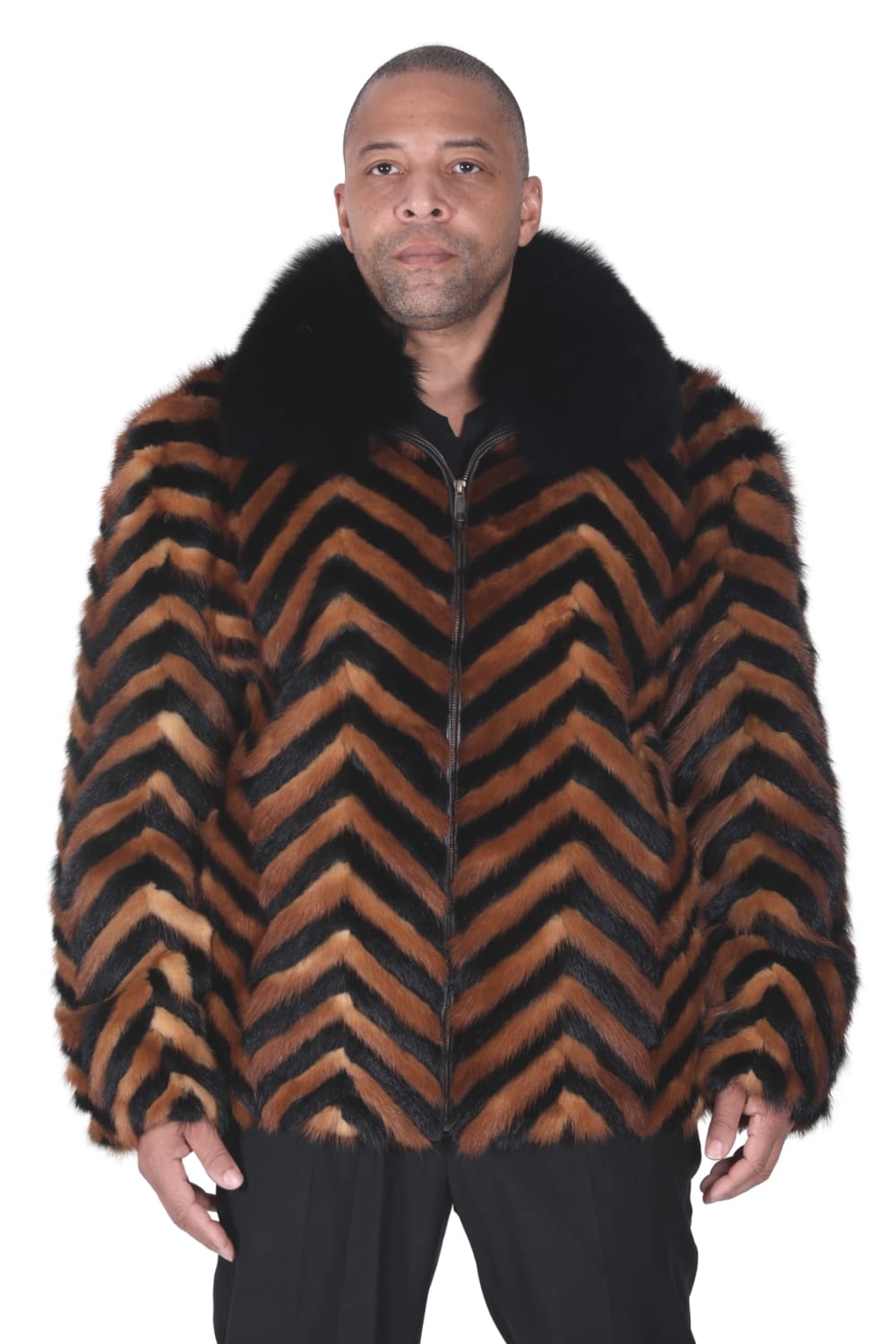M11 2 man's mink fur coat chevron Ugent Furs