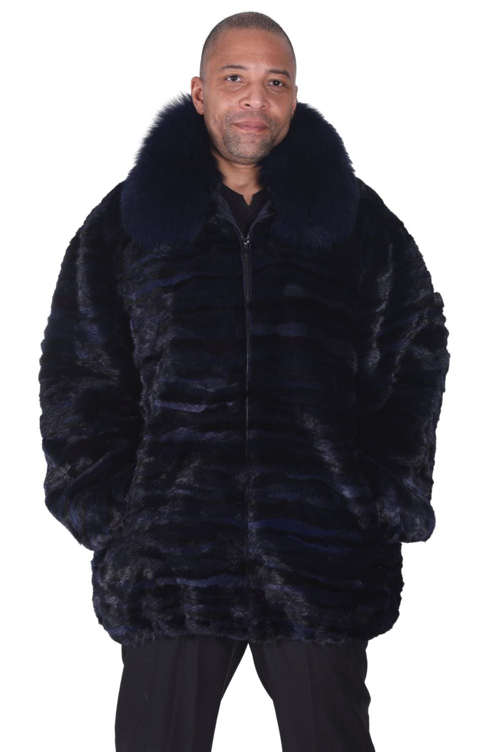 M16 2 Man's navy blue and black mink fur coat Ugent Furs