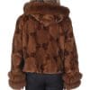 36 3 whiskey mink fur sections jacket with fox fur Ugent Furs