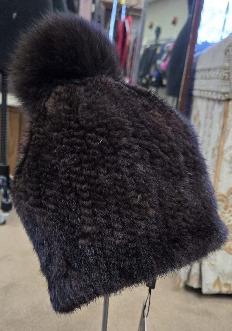 mink fur knitted beanie hat