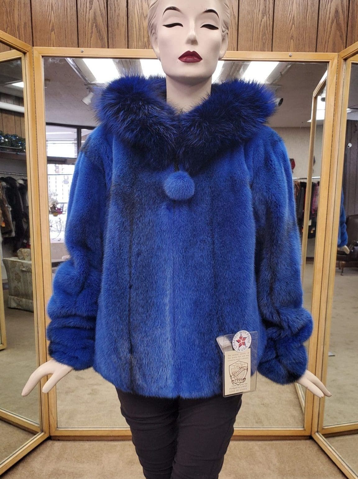 blue mink fur parka Ugent Furs