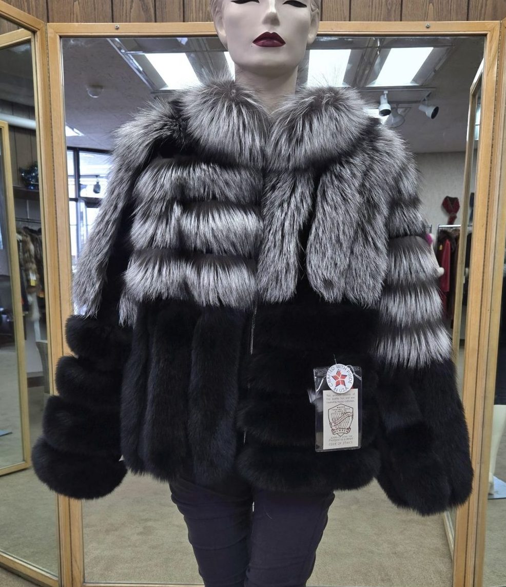 Silver Fox and Black Fox Fur Jacket Ugent Furs