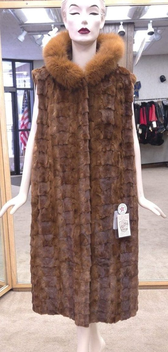 Whiskey Mink Fur Full Length Vest Ugent Furs